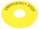 Warning plate | 22mm | 3SU1.5 | -25&divide;70&deg;C | &Oslash;mount.hole: 22mm | &Oslash;: 75mm