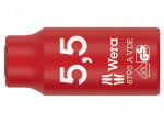 Socket: 6-angles | insulated,socket spanner | HEX 5.5mm | 1/4"