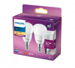PHILIPS LED 40W P45 E14 Silti balta 2700K matēta 2 gab spuldze 8719514310094 929003546563