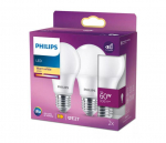 PHILIPS LED 60W A60 E27 Silti balta 2700K matēta 2 gab spuldze 8720169324473 929003817634