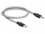 Cable | USB A plug,both sides | 0.5m | silver | 24AWG,28AWG | 5Gbps