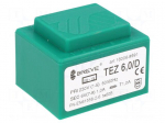 Transformer: encapsulated | 6VA | 230VAC | 6V | 1000mA | Mounting: PCB