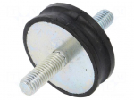 Vibration damper | M10 | &Oslash;: 50mm | rubber | L: 15mm | Thread len: 28mm