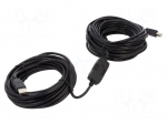 Cable | USB 2.0 | USB A plug,USB B plug | 20m | black | 22AWG,28AWG