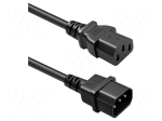 Cable | H05VV-F | 3G1mm2 | IEC C13 female,IEC C14 male | PVC | 1m | 230V