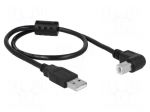 Cable | USB 2.0 | USB A plug,USB B plug 90&deg; up/down | 0.5m | black