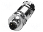 Connector: M12 | plug | PIN: 4 | 48V | straight | IP67 | screw terminal