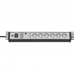Brennenstuhl Premium-Line 6-way power strip, 19" format, black/light grey, 3 meters, 60,000A surge protection