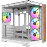 Thermaltake View 380 WS ARGB, Tower case white/wood, Tempered Glass x 2, Wood texture