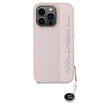 Karl Lagerfeld PU Saffiano Rhinestone Charm maciņ&scaron; telefonam iPhone 14 Pro rozā