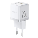 Baseus Palm tīkla lādētājs | 20W | PD, QC | USB-C, USB-A | balts