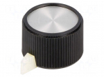 Knob | with pointer | aluminium,thermoplastic | &Oslash;shaft: 6mm | black