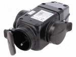 Connector: AC supply | splitter | 2P+PE | 250VAC | 16A | black | IP44