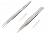Kit: tweezers | Pcs: 2 | for precision works | Blades: straight