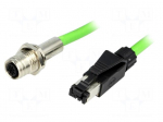 Adapter | RJ45 plug,M12 female socket | D code-Ethernet | PIN: 4