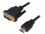 Cable | DVI-D (18+1) plug,HDMI plug | 3m | black
