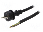 Cable | SCHUKO plug,CEE 7/7 (E/F) plug,wires | 5m | black | rubber