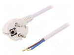Cable | SCHUKO plug,CEE 7/7 (E/F) plug angled,wires | 10m | white