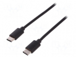 Cable | USB 2.0 | both sides,USB C plug | nickel plated | 1m | black