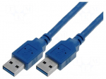Cable | USB 3.0 | USB A plug,both sides | nickel plated | 3m | blue
