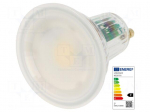 LED lamp | neutral white | GU10 | 230VAC | 620lm | P: 6.9W | 120&deg; | 4000K