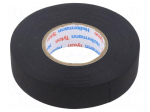 Tape: textile | W: 19mm | L: 25m | Thk: 0.18mm | caoutchouc | black | 15%