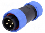 Connector: circular | plug | male | PIN: 4 | IP68 | SP21 | 7&divide;12mm | 30A | 500V