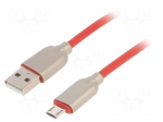 Cable | USB 2.0 | USB A plug,USB B micro plug | gold-plated | 1m | red
