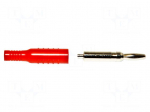 Laboratory connector: 4mm banana | plug | 15A | red | nickel plated