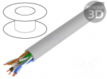 Wire | U/UTP | Cat 6 | Cu | stranded | PVC | grey | 100m | &Oslash;cable: 6.2mm