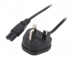 Cable | 2x0.75mm2 | BS 1363 (G) plug,IEC C7 female | PVC | 1m | black