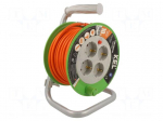 Extension lead | 3x1.5mm2 | 10m | PVC | orange | Sockets no: 4 | reel | 16A