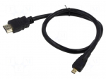 Cable | HDMI plug,micro HDMI plug | Len: 0.5m | black | 32AWG