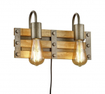 Trio-Lighting Khan  2xE27 antique steel/wood sienas lampa