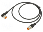 Cable: for sensors/automation | M12 | PIN: 3 | 1m | plug | 30VDC | 4A | 1200