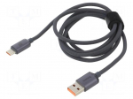Cable | USB 2.0 | USB A plug,USB C plug | 1.2m | black | textile | 100W