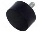 Vibroisolation foot | &Oslash;: 50mm | Thread len: 28mm | steel | H: 25mm