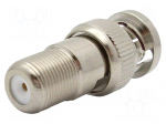 Adapter | BNC male,F female | Insulation: PTFE | 75&Omega; | brass | 2GHz