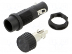 Fuse holder | 5x20mm | 20A | 600VAC | on panel | black | thermoplastic