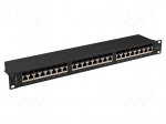 Patch panel | black | Number of ports: 24 | 19" | Cat: 6a | rack 19"