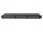 Patch panel | black | Number of ports: 48 | 19" | Cat: 6 | rack 19" | RACK