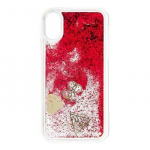 Back panel cover Guess Apple iPhone X/XS Glitter Hearts Case Rapsberry