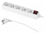 Extension lead | 3x1mm2 | 1.5m | PVC | white | Sockets no: 5 | 10A
