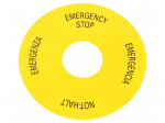 Warning plate | 22mm | 3SU1.5 | -25&divide;70&deg;C | &Oslash;mount.hole: 22mm | &Oslash;: 75mm
