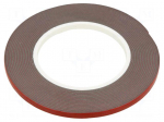 Tape: fixing | W: 6mm | L: 5.5m | Thk: 1.6mm | grey | max.120&deg;C | 36N/cm