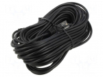 Cable: telephone | RJ45 plug,TAE F plug | 15m | black | Core: Cu