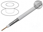 Wire: coaxial | wire | CCS | PVC | white | 100m | &Oslash;cable: 6.9mm | CPR: Eca