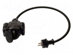 Extension lead | 3G1.5mm2 | 0.3m | rubber | black | Sockets no: 3 | 16A