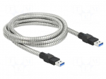 Cable | USB A plug,both sides | 2m | silver | 24AWG,28AWG | 5Gbps