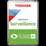 HDD Video Surveillance TOSHIBA S300 AI 8TB CMR, 3.5'', 512MB, 7200RPM, SATA, 64 cameras, 24/7, TBW: 550